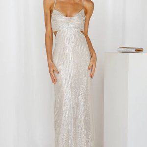 Hello Molly - SPARKLING MOMENT MAXI DRESS SILVER